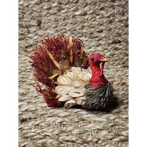 Vintage Harvest Thanksgiving Turkey Fall Straw Wood Centerpiece Decor Handmade